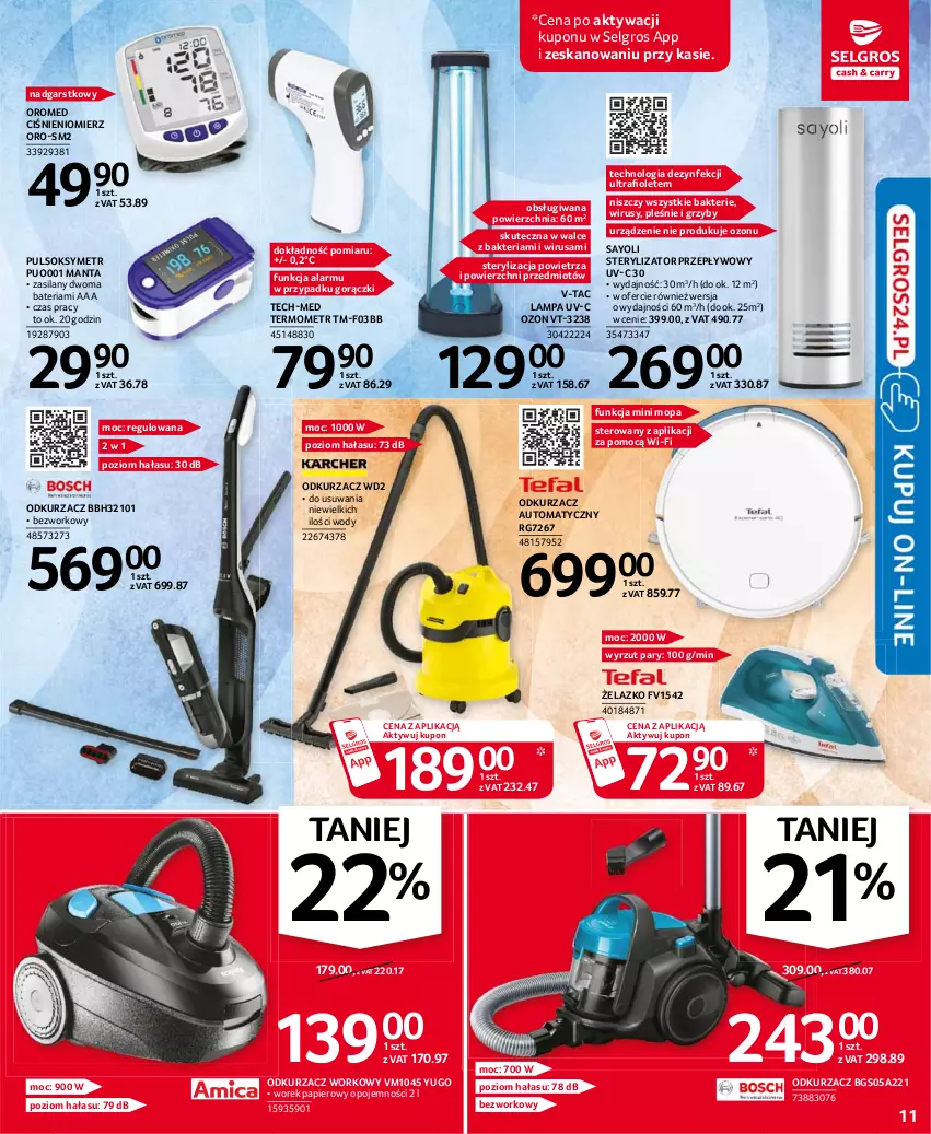 Gazetka promocyjna Selgros - Oferta przemysłowa - ważna 05.08 do 18.08.2021 - strona 11 - produkty: Bateria, Ciśnieniomierz, Grzyby, Lampa, LG, Manta, Mop, Odkurzacz, Papier, Pulsoksymetr, Silan, Sok, Sterylizator, Termometr