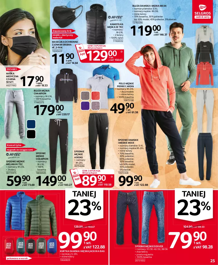 Gazetka promocyjna Selgros - Oferta przemysłowa - ważna 05.08 do 18.08.2021 - strona 25 - produkty: Adidas, Bluza, Hi-Tec, Kamizelka, Kurtka, Maska, Maska medyczna, Mexx, Moda, Pierre Cardin, Spodnie, Wełna