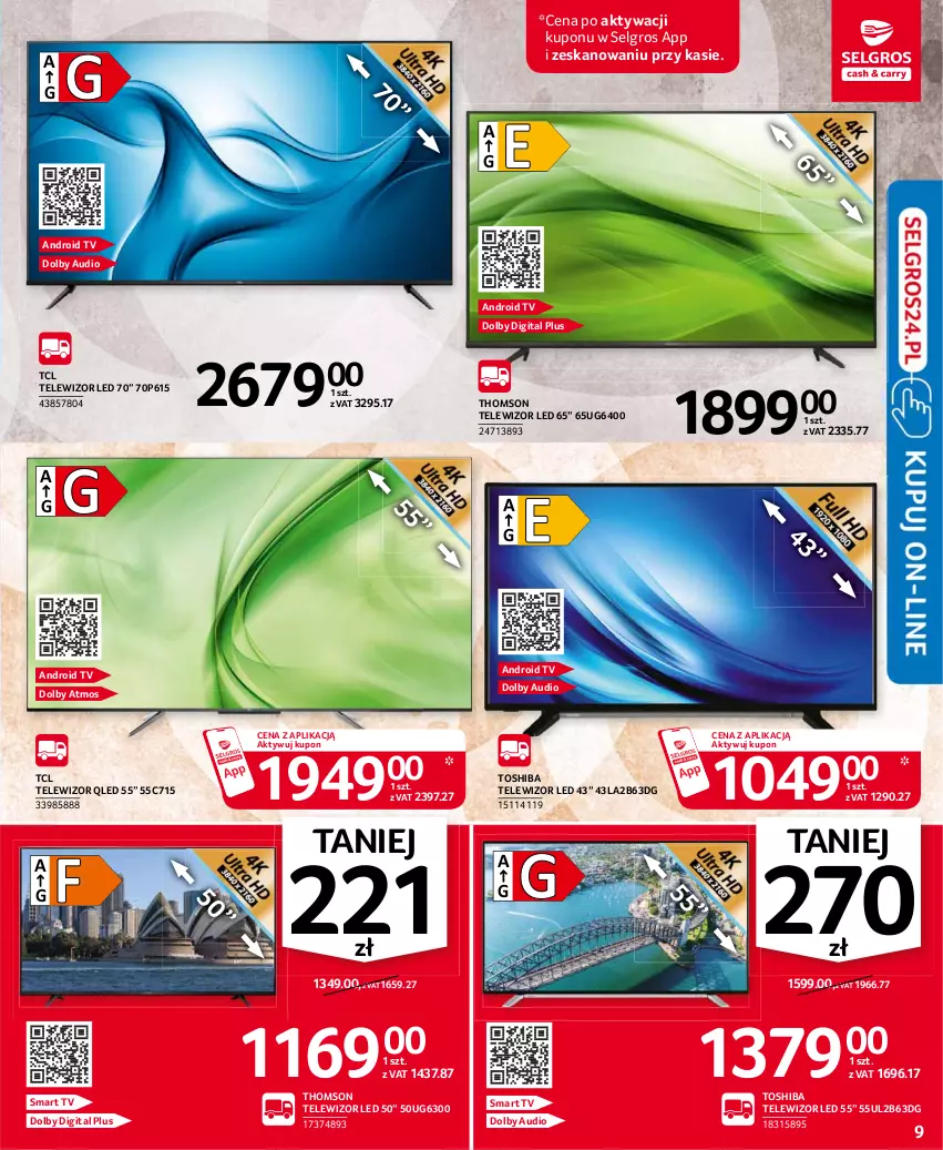 Gazetka promocyjna Selgros - Oferta przemysłowa - ważna 05.08 do 18.08.2021 - strona 9 - produkty: Android TV, LG, Smart tv, Telewizor, Thomson, Toshiba