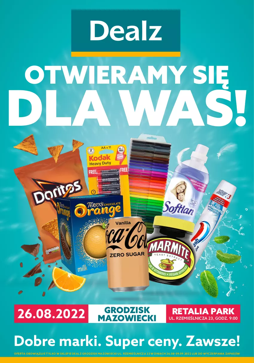 Gazetka promocyjna Dealz - WIELKIE OTWARCIE 26.08.2022 🥳Grodzisk Mazowiecki, Park Handlowy Retalia - ważna 26.08 do 09.09.2022 - strona 1