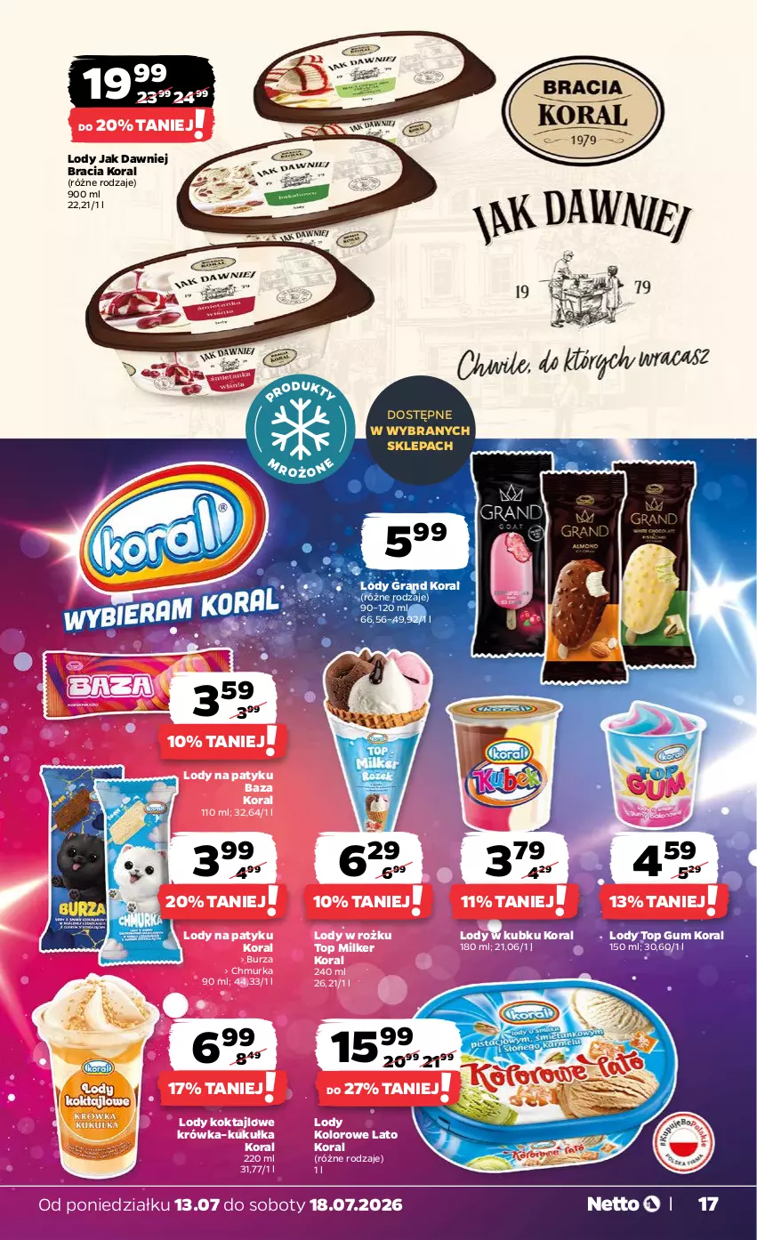 Gazetka promocyjna Netto - Od Poniedziałku - ważna 13.07 do 18.07.2026 - strona 17 - produkty: Gra, Lody, Top