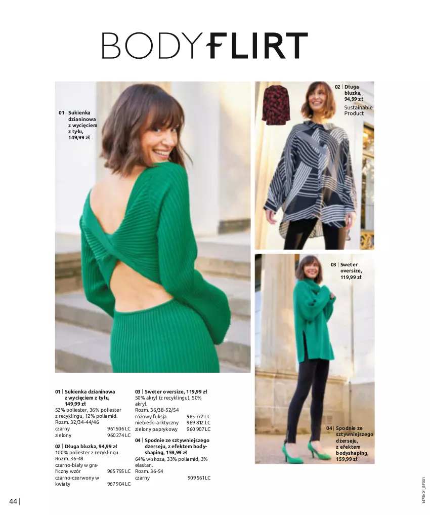 Gazetka promocyjna Bonprix - Total Look - ważna 18.01 do 18.07.2023 - strona 46 - produkty: Body, Gra, Spodnie, Sukienka, Sweter