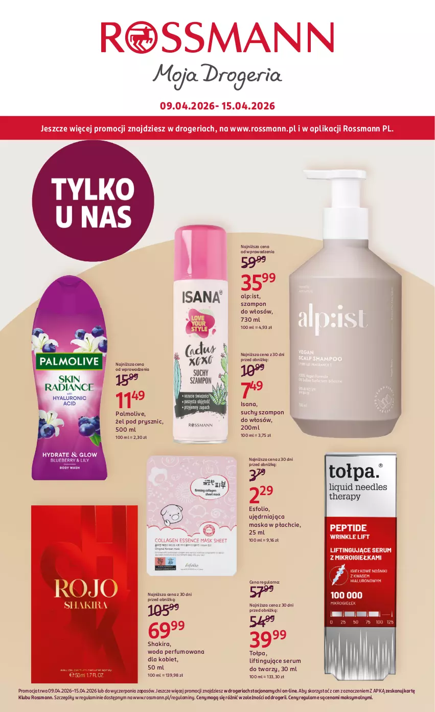 Gazetka promocyjna Rossmann - Gazetka promocyjna Rossmanna - ważna 09.04 do 15.04.2026 - strona 1 - produkty: Isana, Maska, Maska w płachcie, Palmolive, Perfum, Rum, Ser, Serum, Serum do twarzy, Suchy szampon, Szampon, Tołpa, Woda, Woda perfumowana