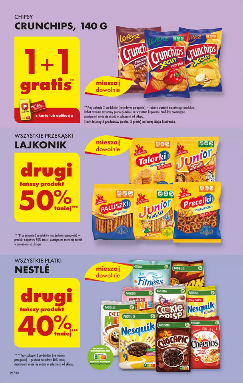 Gazetka promocyjna Biedronka - ważna 20.02 do 25.02.2023 - strona 32 - produkty: Chipsy, Crunchips, Gra, Lajkonik, Por, Ser, Sos