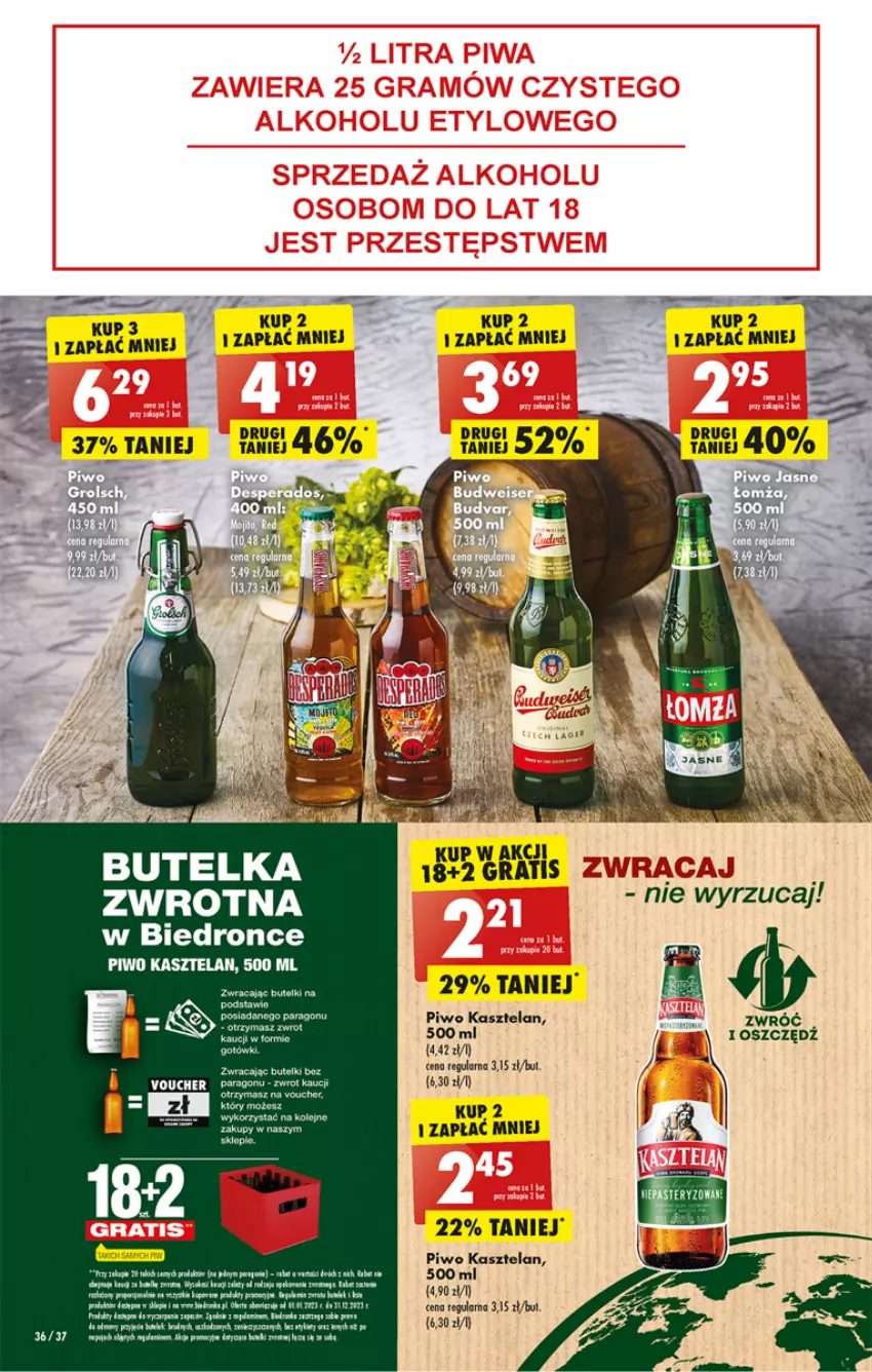 Gazetka promocyjna Biedronka - ważna 20.02 do 25.02.2023 - strona 36 - produkty: Gra, Kasztelan, Koc, LG, Piwo, Por, Rum, RYOR, Sok