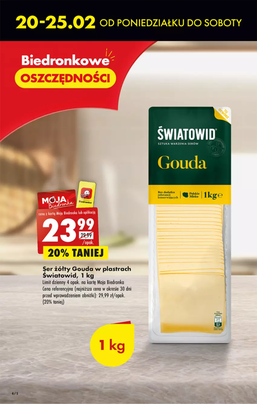 Gazetka promocyjna Biedronka - ważna 20.02 do 25.02.2023 - strona 4 - produkty: Gouda, Ser