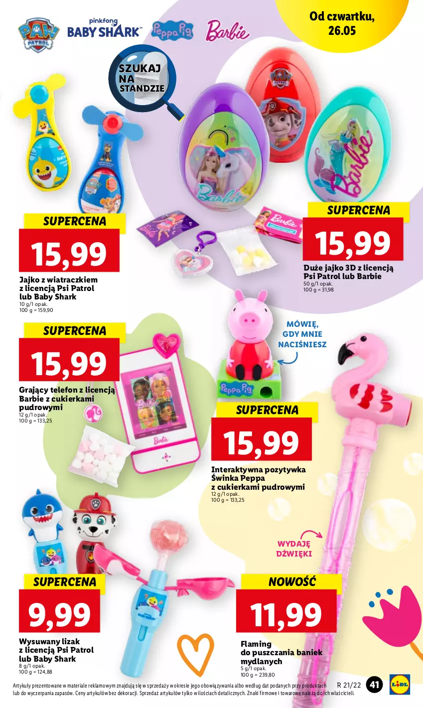 Gazetka promocyjna Lidl - GAZETKA - ważna 26.05 do 28.05.2022 - strona 41 - produkty: Barbie, Cukier, Gra, Inka, Psi Patrol, Telefon, Tera