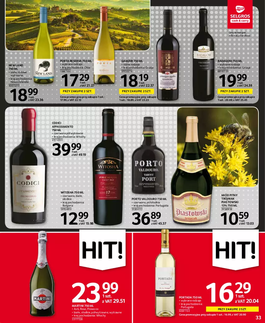 Gazetka promocyjna Selgros - Oferta spożywcza - ważna 14.10 do 27.10.2021 - strona 33 - produkty: Martini, Miód, Miód pitny, Piast, Por, Portada, Prosecco, Ser