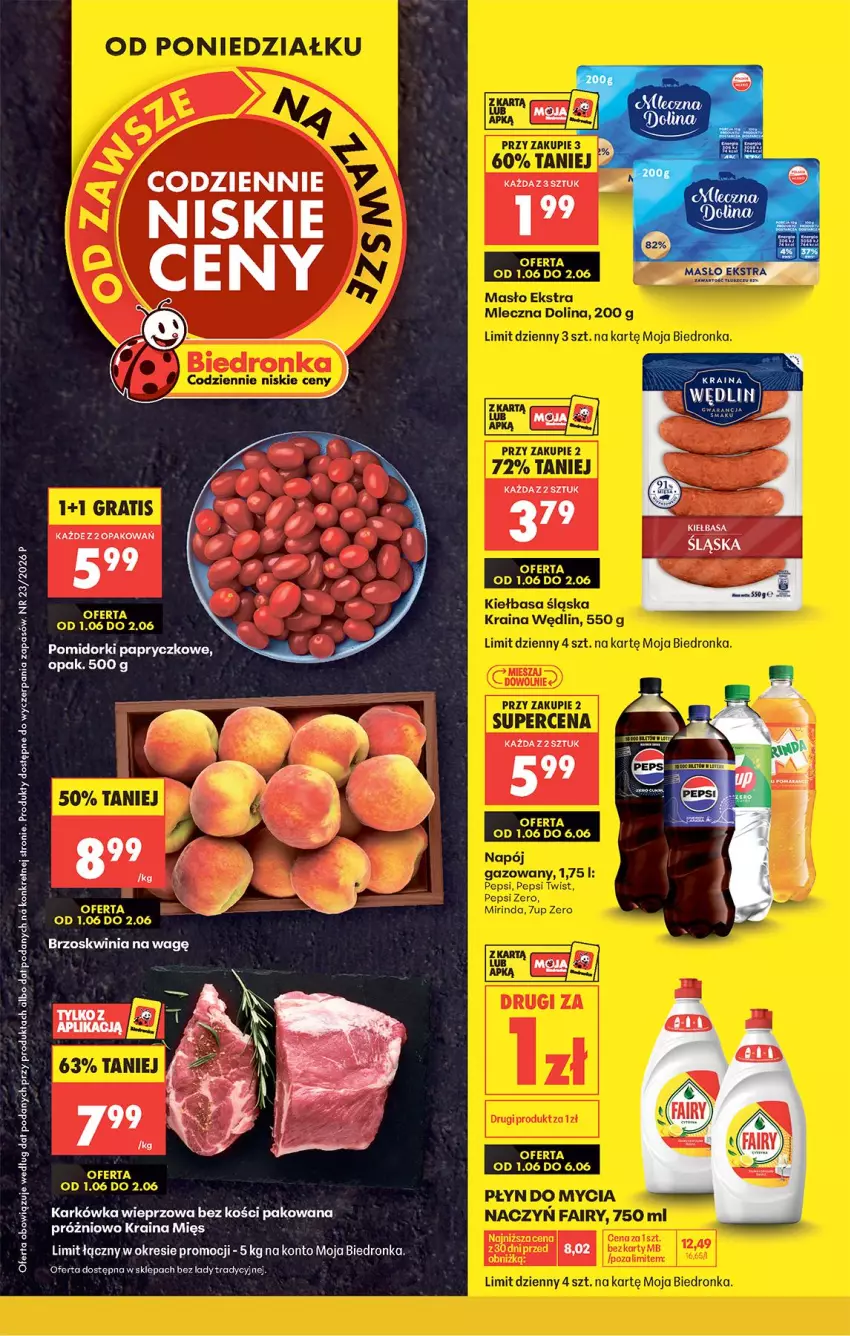 Gazetka promocyjna Biedronka - Od Poniedziałku - ważna 01.06 do 06.06.2026 - strona 1 - produkty: Karkówka wieprzowa, Kret, Pomidorki