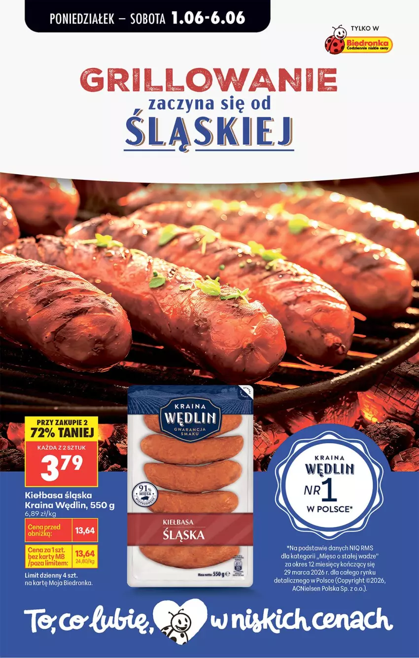 Gazetka promocyjna Biedronka - Od Poniedziałku - ważna 01.06 do 06.06.2026 - strona 47 - produkty: Kiełbasa, Kiełbasa śląska, Mięso