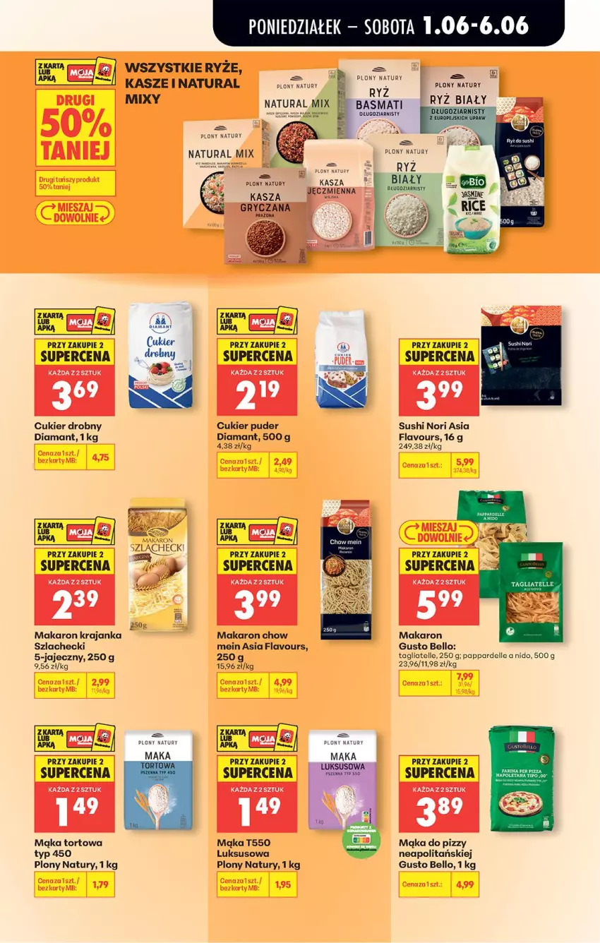 Gazetka promocyjna Biedronka - Od Poniedziałku - ważna 01.06 do 06.06.2026 - strona 60 - produkty: Bell, Cukier, Cukier puder, Dell, Diamant, Kasza, Mąka, Mąka do pizzy, Mąka tortowa, Makaron, Puder, Ryż, Sushi, Tagliatelle