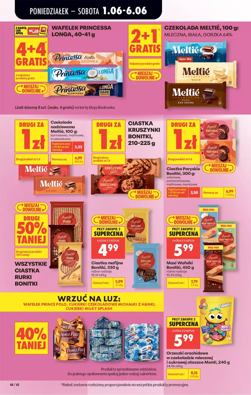 Gazetka promocyjna Biedronka - Od Poniedziałku - ważna 01.06 do 06.06.2026 - strona 61 - produkty: Bonitki, Ciastka, Cukier, Czekolada, Gra, Orzeszki, Por, Princessa, Rurki, Wafelek