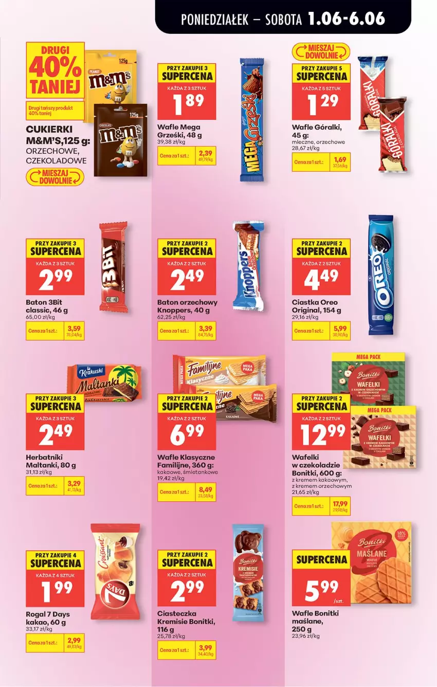 Gazetka promocyjna Biedronka - Od Poniedziałku - ważna 01.06 do 06.06.2026 - strona 62 - produkty: 7 Days, Baton, Bonitki, Ciastka, Cukier, Cukierki, Fa, Gin, Góralki, Grześki, Herbatniki, Kakao, Knoppers, Oreo, Rogal, Wafle