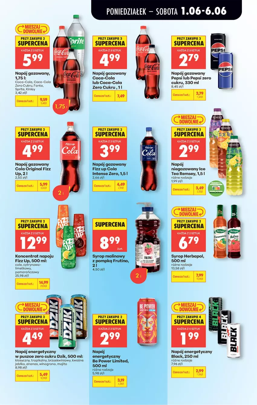 Gazetka promocyjna Biedronka - Od Poniedziałku - ważna 01.06 do 06.06.2026 - strona 72 - produkty: Ananas, Coca-Cola, Fa, Fanta, Gin, Herbapol, Ice tea, Lack, Napój, Napój energetyczny, Napój gazowany, Napój niegazowany, Pepsi, Sprite, Syrop, Wino