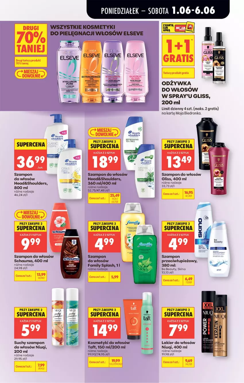 Gazetka promocyjna Biedronka - Od Poniedziałku - ważna 01.06 do 06.06.2026 - strona 80 - produkty: Be Be, Fa, Gra, Hama, Lakier, Lakier do włosów, Niuqi, Odżywka, Schauma, Suchy szampon, Szampon, Taft