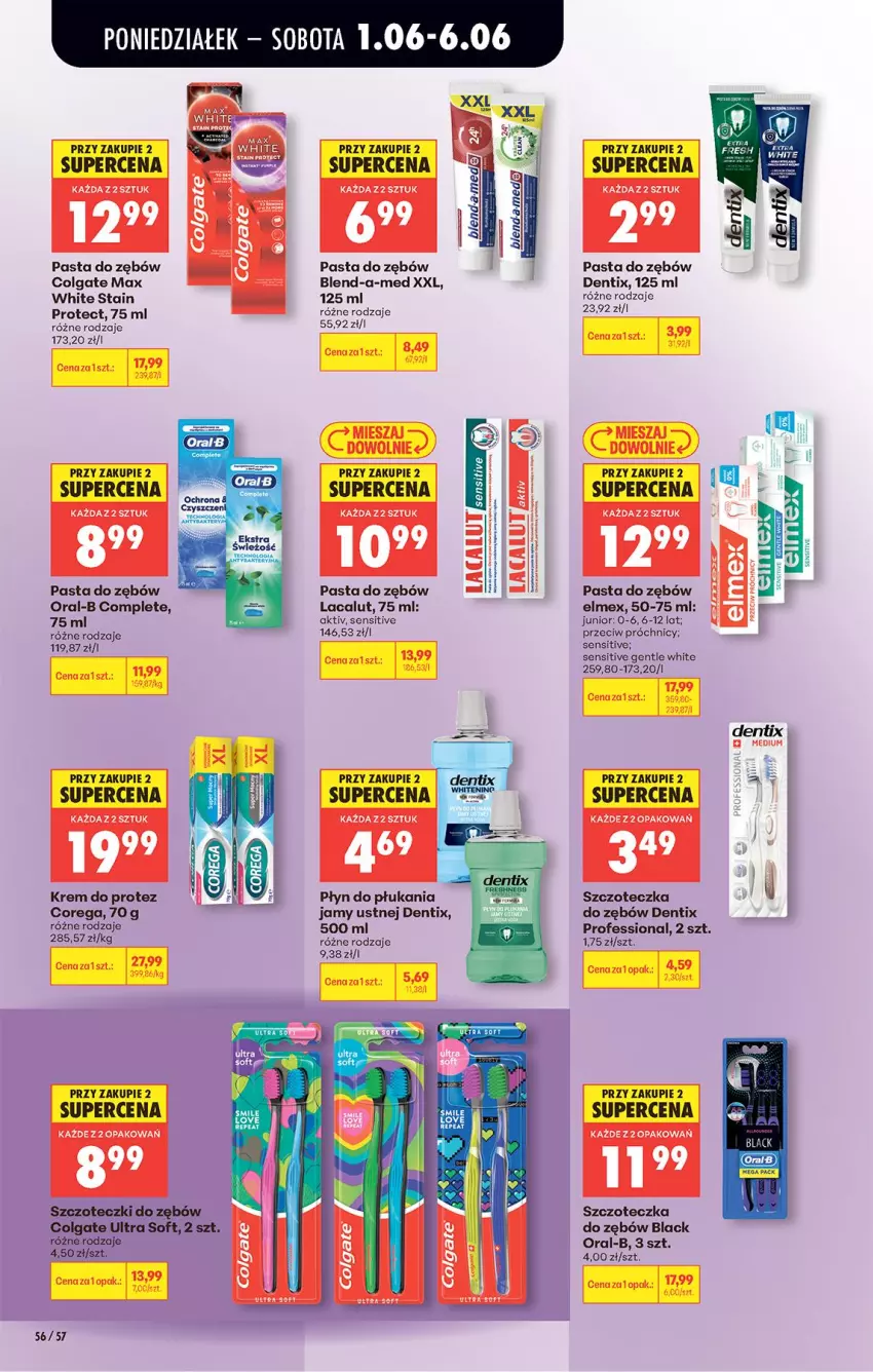 Gazetka promocyjna Biedronka - Od Poniedziałku - ważna 01.06 do 06.06.2026 - strona 81 - produkty: Blend-a-Med, Colgate, Corega, Elmex, Fa, Lacalut, Lack, LG, Pasta do zębów, Płyn do płukania, Płyn do płukania jamy ustnej, Szczoteczka, Szczoteczka do zębów