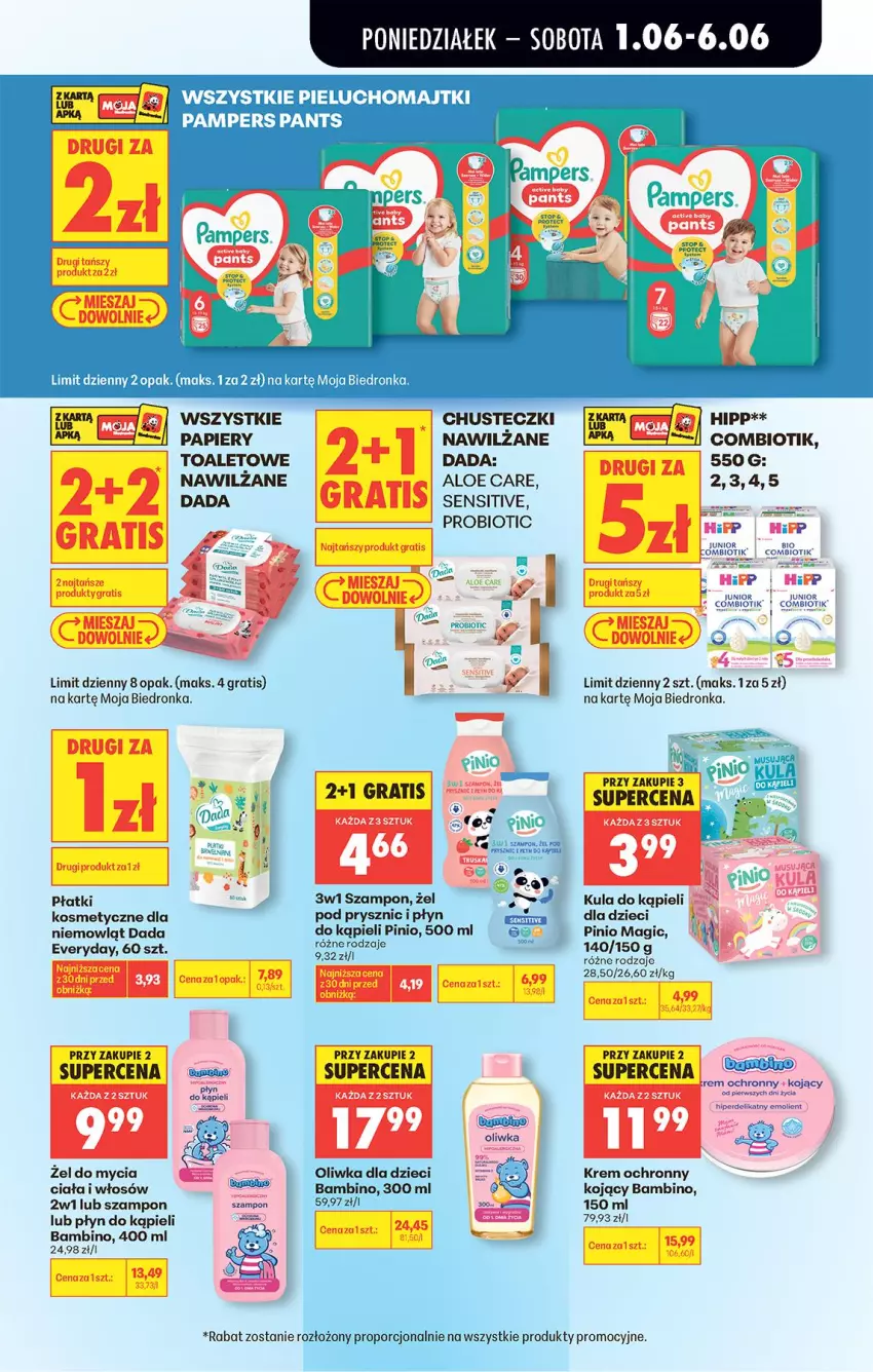 Gazetka promocyjna Biedronka - Od Poniedziałku - ważna 01.06 do 06.06.2026 - strona 84 - produkty: Chusteczki, Dada, Dzieci, Fa, Gra, HiPP, Majtki, Oliwka dla dzieci, Pampers, Papier, Pieluchomajtki, Płyn do kąpieli, Por, Szampon