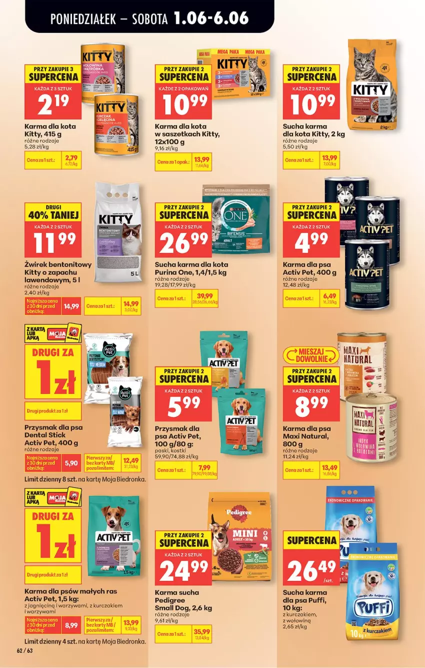 Gazetka promocyjna Biedronka - Od Poniedziałku - ważna 01.06 do 06.06.2026 - strona 87 - produkty: Kurczak, Pedigree, Przysmak dla psa, Puf, Pur, Purina, Sucha karma, Warzywa