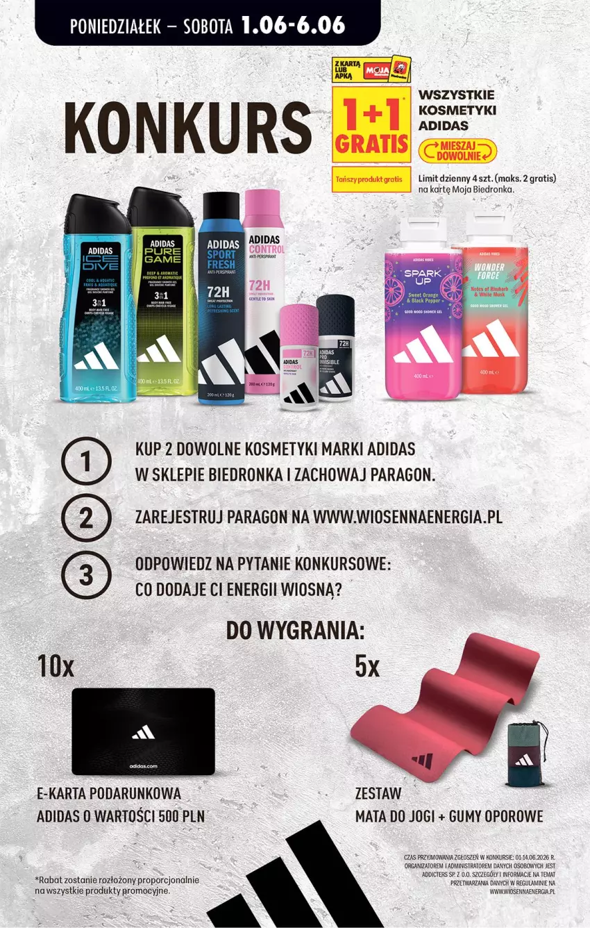 Gazetka promocyjna Biedronka - Od Poniedziałku - ważna 01.06 do 06.06.2026 - strona 89 - produkty: Adidas, Control, Fa, Gra, Mata do jogi, Por