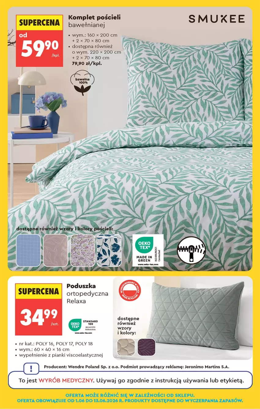 Gazetka promocyjna Biedronka - Od Poniedziałku - ważna 01.06 do 06.06.2026 - strona 92 - produkty: Be Be, Fa, Komplet pościeli, LG, Poduszka, Pościel, Top