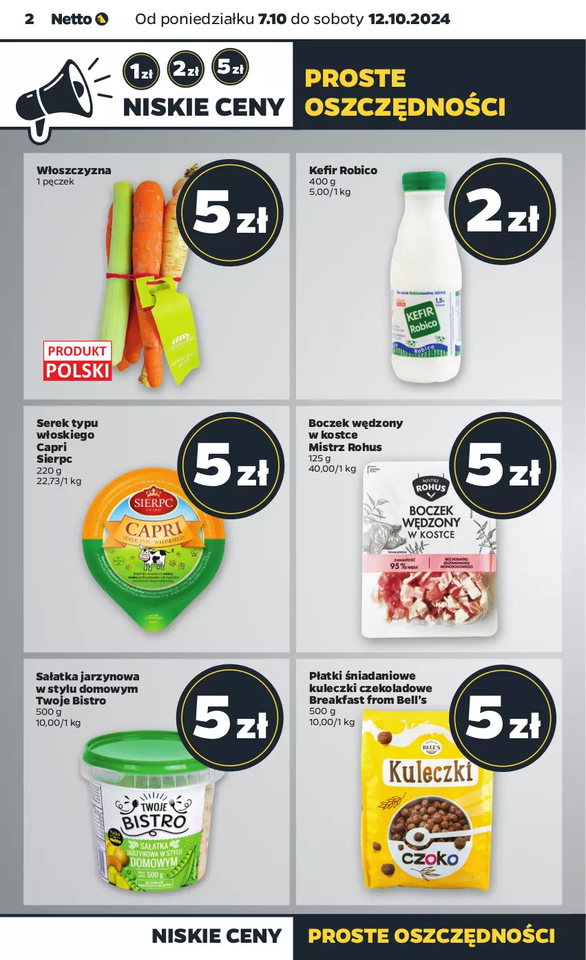 Gazetka promocyjna Netto - Netto Gazetka Food 41/24A - ważna 07.10 do 12.10.2024 - strona 2 - produkty: Bell, BIC, Boczek, Danio, Fa, Kefir, Robico, Sałat, Sałatka, Ser, Serek