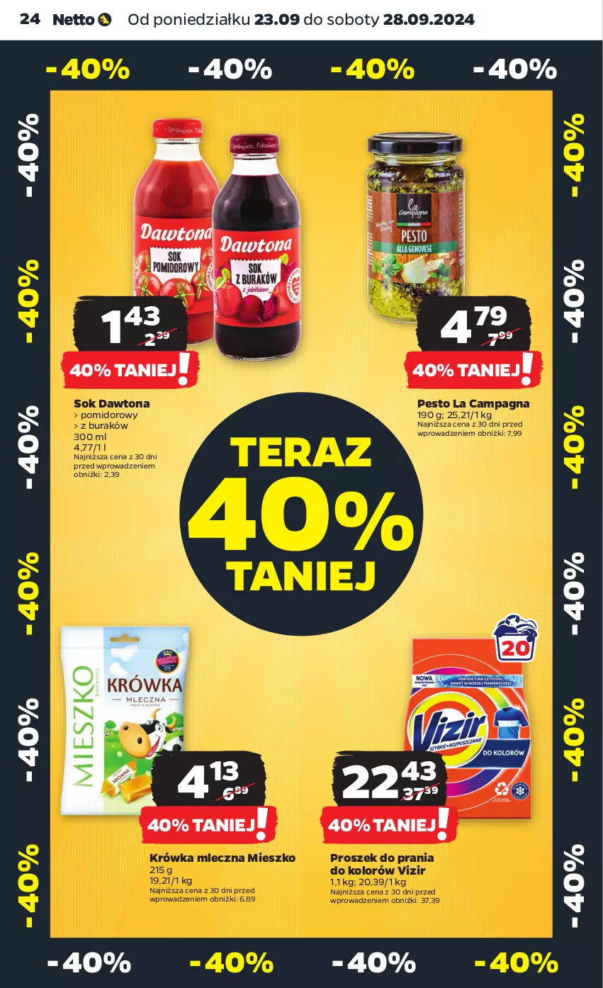 Gazetka promocyjna Netto - Netto Gazetka Food 41/24A - ważna 07.10 do 12.10.2024 - strona 24 - produkty: Dawtona, Pesto, Proszek do prania, Sok, Tera, Vizir