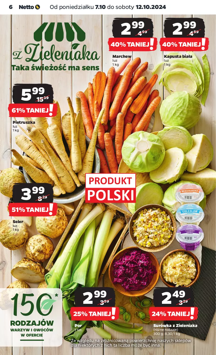 Gazetka promocyjna Netto - Netto Gazetka Food 41/24A - ważna 07.10 do 12.10.2024 - strona 6 - produkty: Pietruszka, Por, Surówka