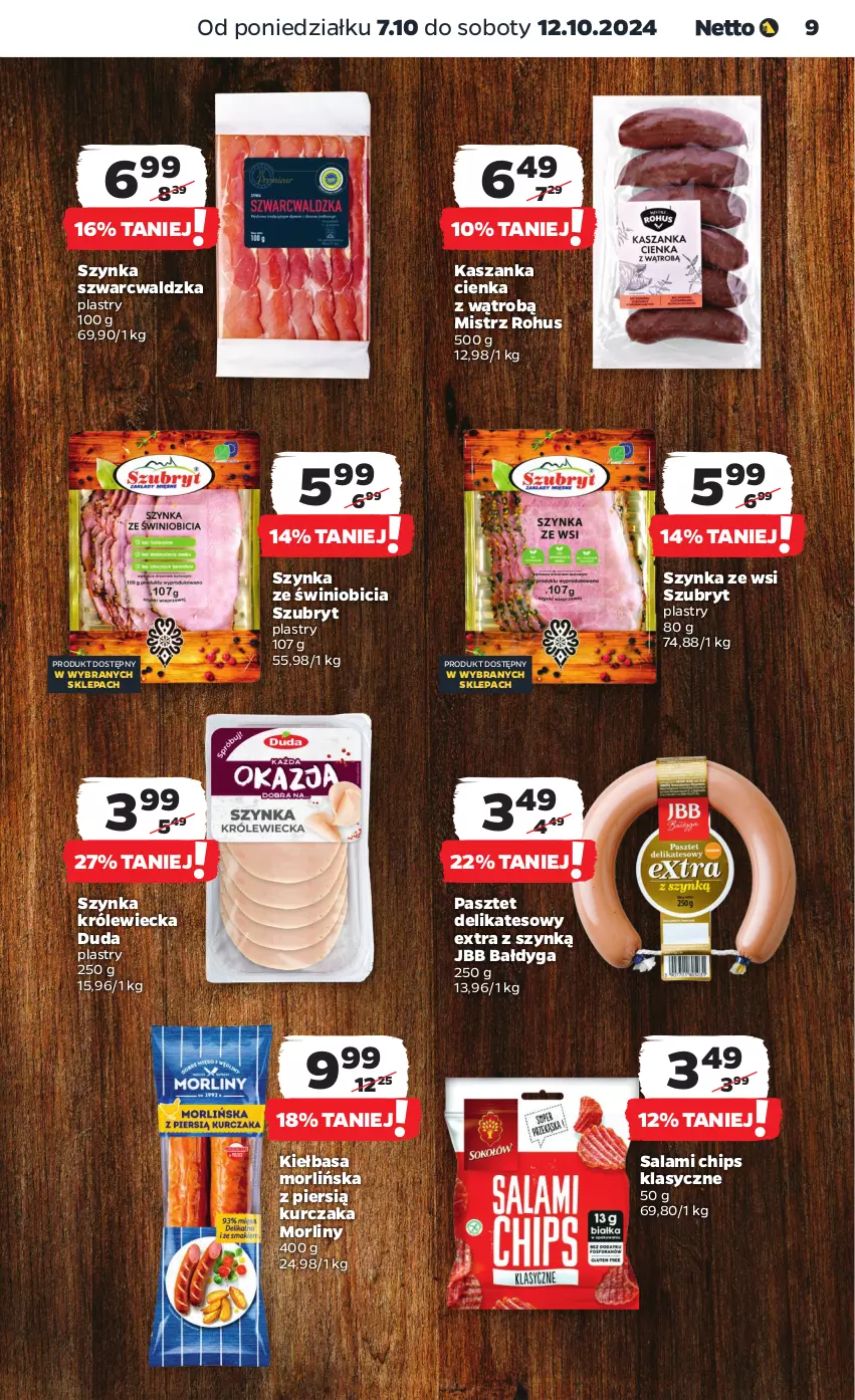 Gazetka promocyjna Netto - Netto Gazetka Food 41/24A - ważna 07.10 do 12.10.2024 - strona 9 - produkty: BIC, Duda, Kasza, Kaszanka, Kiełbasa, Kurczak, Morliny, Pasztet, Salami, Szubryt, Szynka