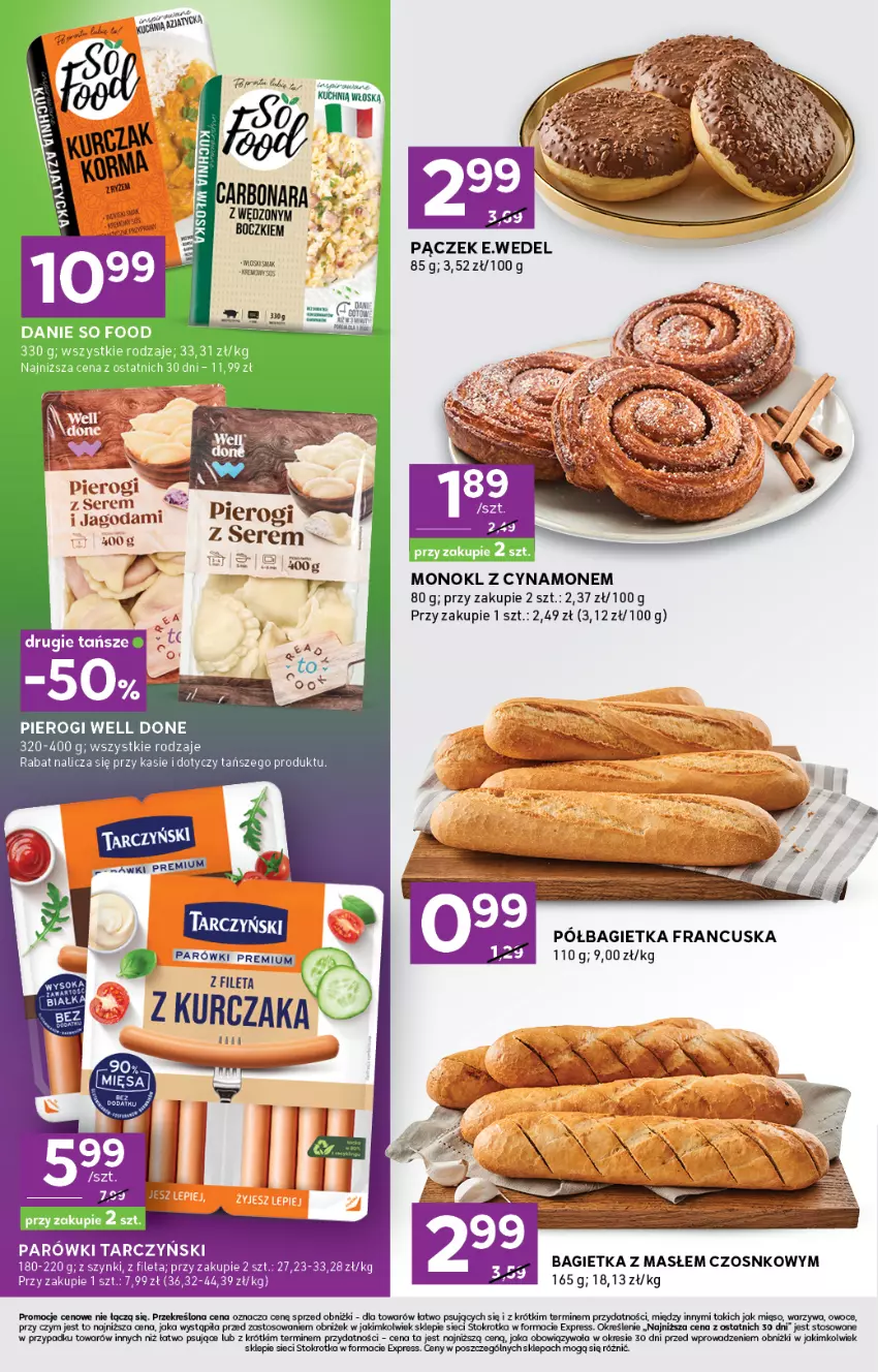 Gazetka promocyjna Stokrotka - Stokrotka Express - ważna 17.06 do 25.06.2025 - strona 4 - produkty: Bagietka, Kurczak, Mięso, Owoce, Pączek, Parówki, Pierogi, Półbagietka, Ser, So Food, Tarczyński, Warzywa