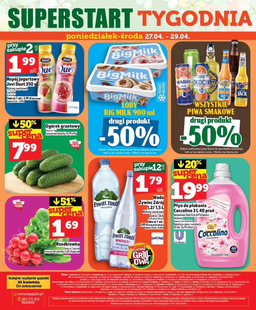 Gazetka promocyjna Topaz - Gazetka - ważna 23.04 do 29.04.2026 - strona 28 - produkty: Olej, Woda