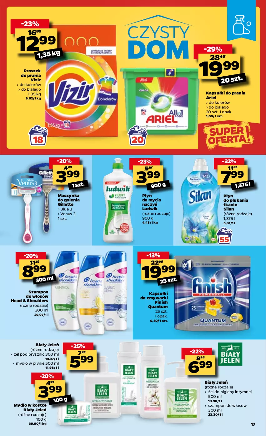 Gazetka promocyjna Netto - Oferta Tygodnia - ważna 18.01 do 23.01.2021 - strona 17 - produkty: Ariel, Biały Jeleń, Do mycia naczyń, Finish, Gillette, Kapsułki do prania, Ludwik, Maszynka, Maszynka do golenia, Mydło, Mydło w płynie, Płyn do mycia, Płyn do mycia naczyń, Płyn do płukania, Proszek do prania, Silan, Szampon, Szynka, Venus, Vizir, Zmywarki