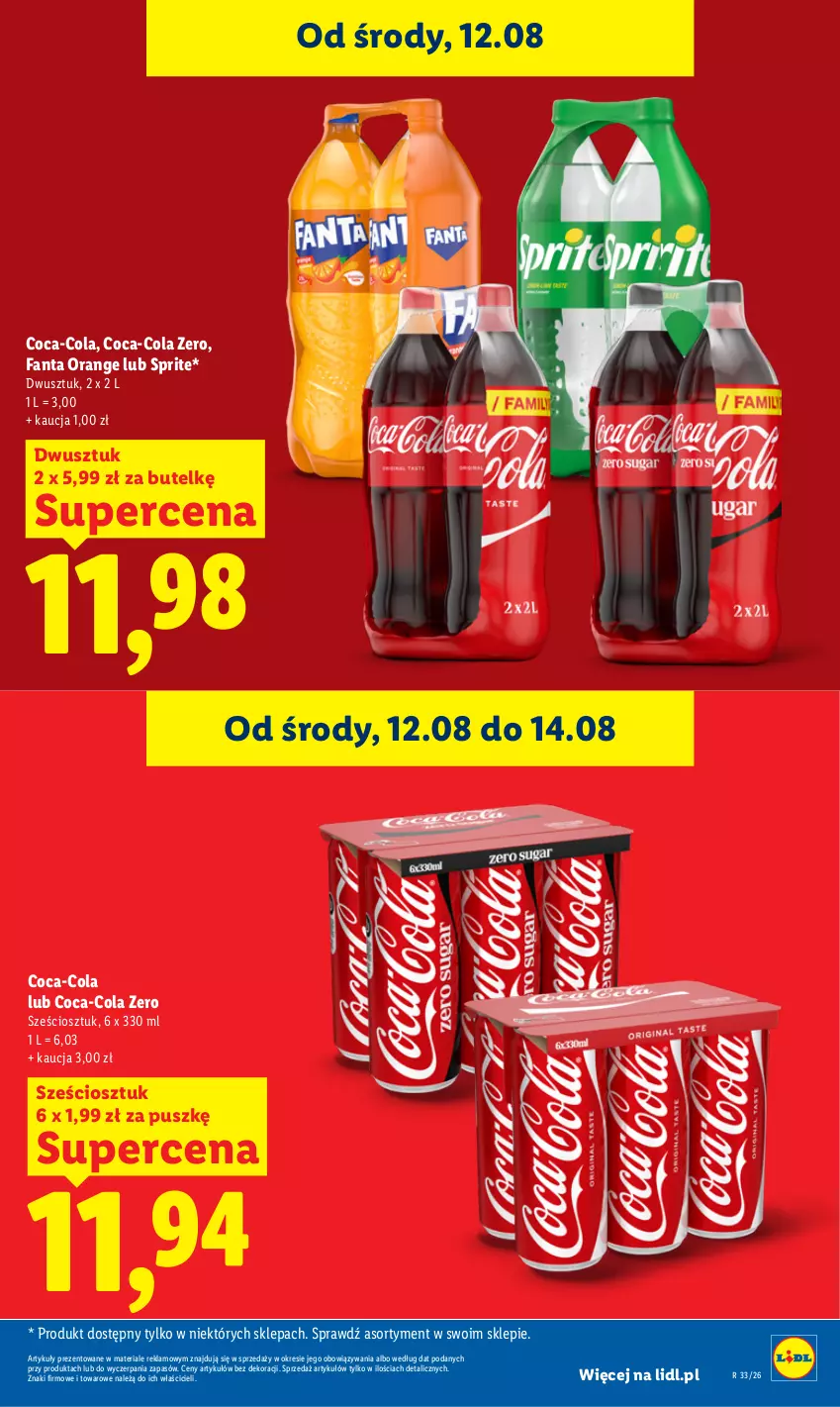 Gazetka promocyjna Lidl - Gazetka ważna od 12.08 do 14.08 - ważna 12.08 do 14.08.2026 - strona 23 - produkty: Coca-Cola, Fa, Fanta, Sprite