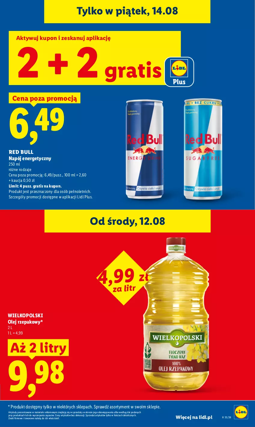 Gazetka promocyjna Lidl - Gazetka ważna od 12.08 do 14.08 - ważna 12.08 do 14.08.2026 - strona 27 - produkty: Gra, Napój, Napój energetyczny, Olej, Olej rzepakowy, Red Bull
