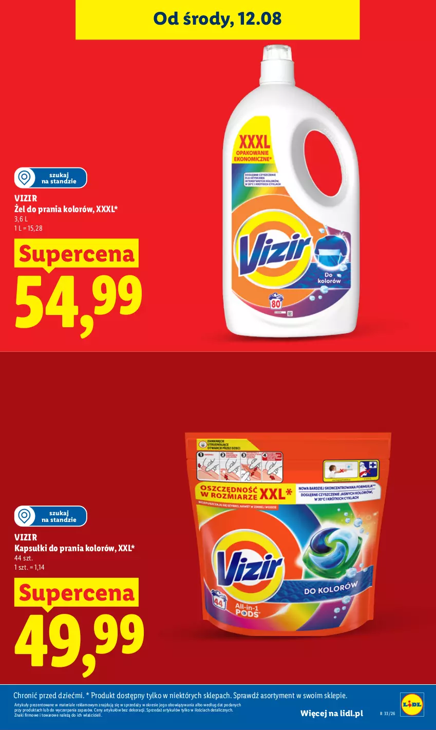 Gazetka promocyjna Lidl - Gazetka ważna od 12.08 do 14.08 - ważna 12.08 do 14.08.2026 - strona 33 - produkty: Kapsułki do prania, Vizir