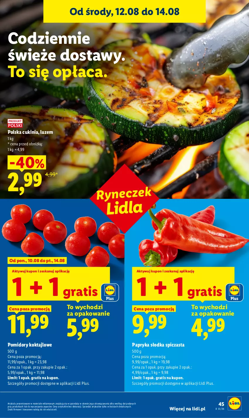 Gazetka promocyjna Lidl - Gazetka ważna od 12.08 do 14.08 - ważna 12.08 do 14.08.2026 - strona 45 - produkty: Gra, Papryka, Papryka słodka, Pomidory