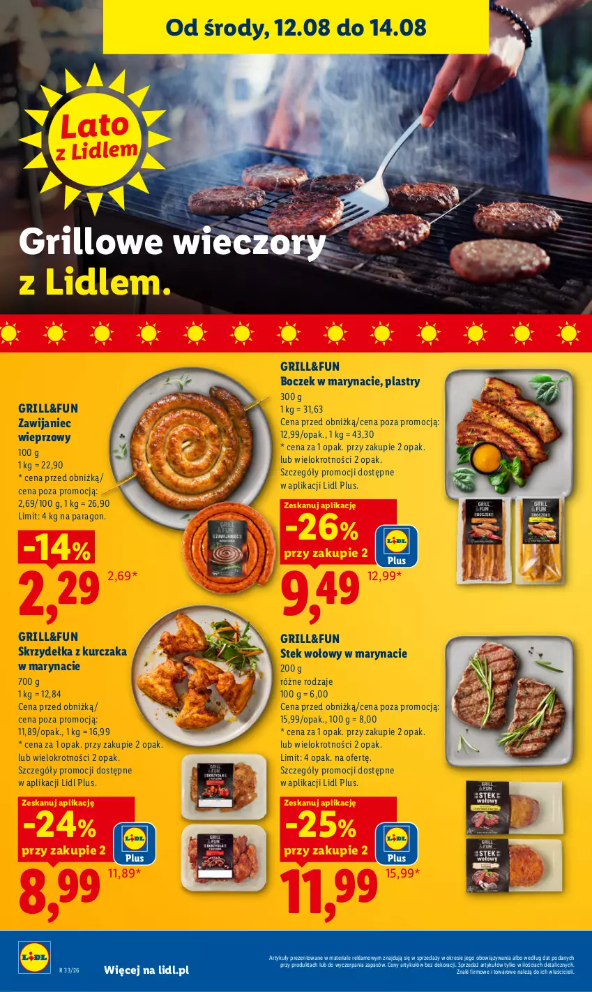 Gazetka promocyjna Lidl - Gazetka ważna od 12.08 do 14.08 - ważna 12.08 do 14.08.2026 - strona 50 - produkty: Boczek, Grill, Kurczak, Skrzydełka z kurczaka, Stek, Stek wołowy