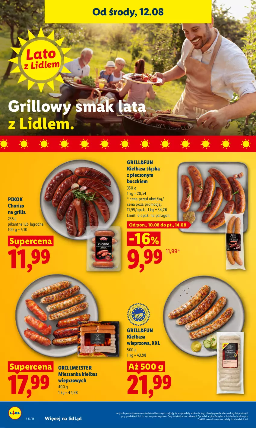 Gazetka promocyjna Lidl - Gazetka ważna od 12.08 do 14.08 - ważna 12.08 do 14.08.2026 - strona 52 - produkty: Grill, Kiełbasa, Kiełbasa śląska, Piec, PIKOK