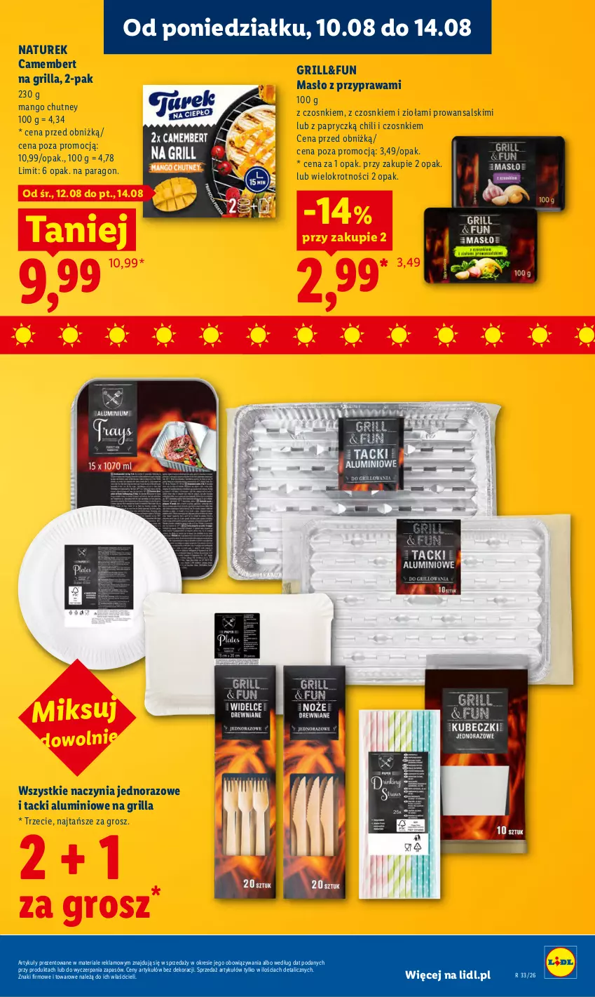 Gazetka promocyjna Lidl - Gazetka ważna od 12.08 do 14.08 - ważna 12.08 do 14.08.2026 - strona 55 - produkty: Camembert, Grill, Mango, Masło, NaTurek