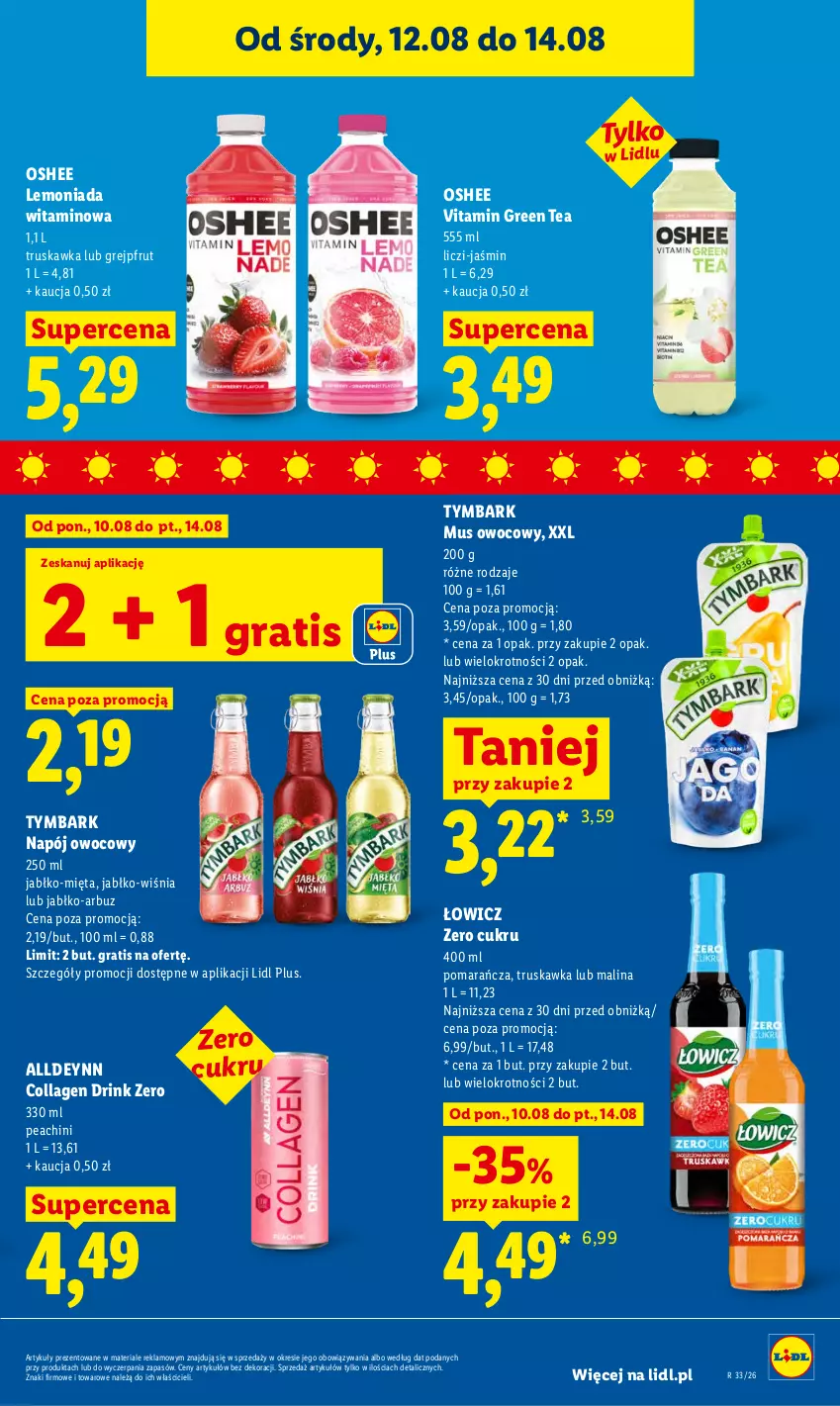 Gazetka promocyjna Lidl - Gazetka ważna od 12.08 do 14.08 - ważna 12.08 do 14.08.2026 - strona 69 - produkty: Arbuz, Gra, Grejpfrut, Lemoniada, Liczi, Mięta, Mus, Napój, Oshee, Tymbark