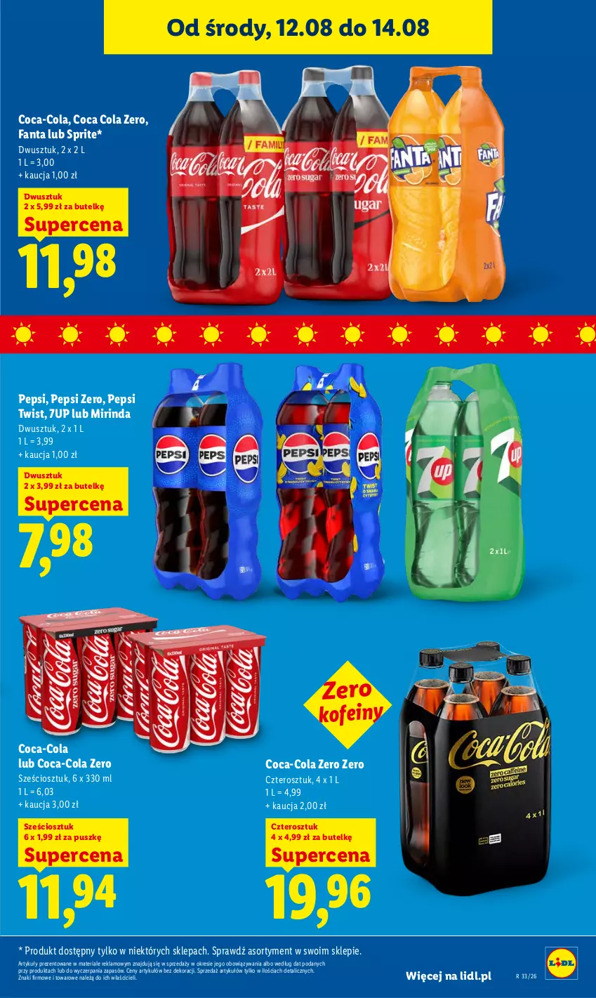 Gazetka promocyjna Lidl - Gazetka ważna od 12.08 do 14.08 - ważna 12.08 do 14.08.2026 - strona 71 - produkty: 7up, Coca-Cola, Fa, Fanta, Mirinda, Pepsi, Sprite