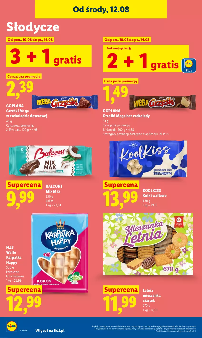 Gazetka promocyjna Lidl - Gazetka ważna od 12.08 do 14.08 - ważna 12.08 do 14.08.2026 - strona 82 - produkty: Alcon, Deser, Goplana, Gra, Grześki, Karp, Kokos, LANA, Ser, Stek, Wafle