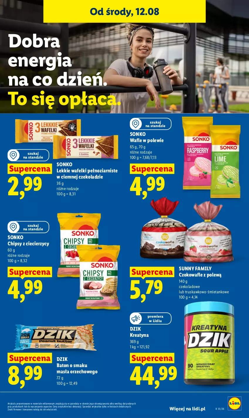 Gazetka promocyjna Lidl - Gazetka ważna od 12.08 do 14.08 - ważna 12.08 do 14.08.2026 - strona 83 - produkty: Baton, Chipsy, Fa, Sonko, Wafle