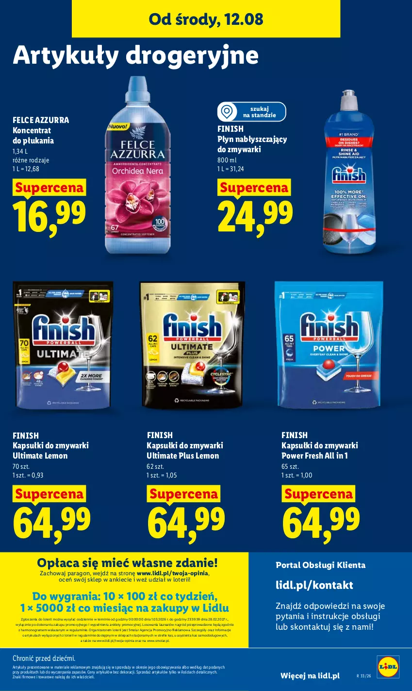 Gazetka promocyjna Lidl - Gazetka ważna od 12.08 do 14.08 - ważna 12.08 do 14.08.2026 - strona 91 - produkty: Finish, Gra, Laur, Mola, Płyn nabłyszczający, Por, Portal, Zmywarki