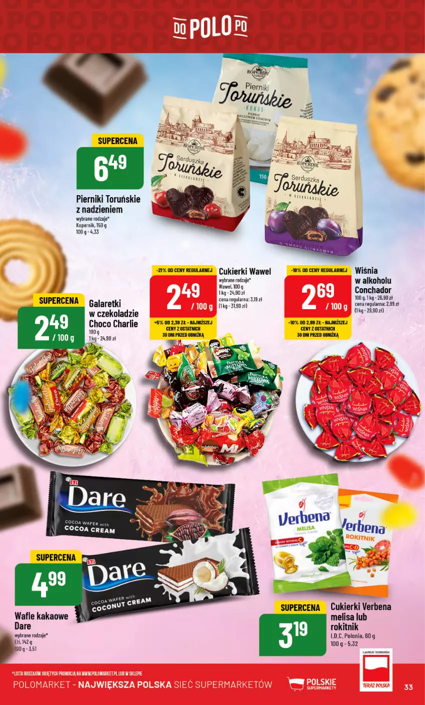 Gazetka promocyjna PoloMarket - Gazetka pomocyjna - ważna 08.11 do 14.11.2023 - strona 33 - produkty: Cukier, Cukierki, Gala, Galaretki, Kakao, Laur, Piernik, Wafle, Wawel