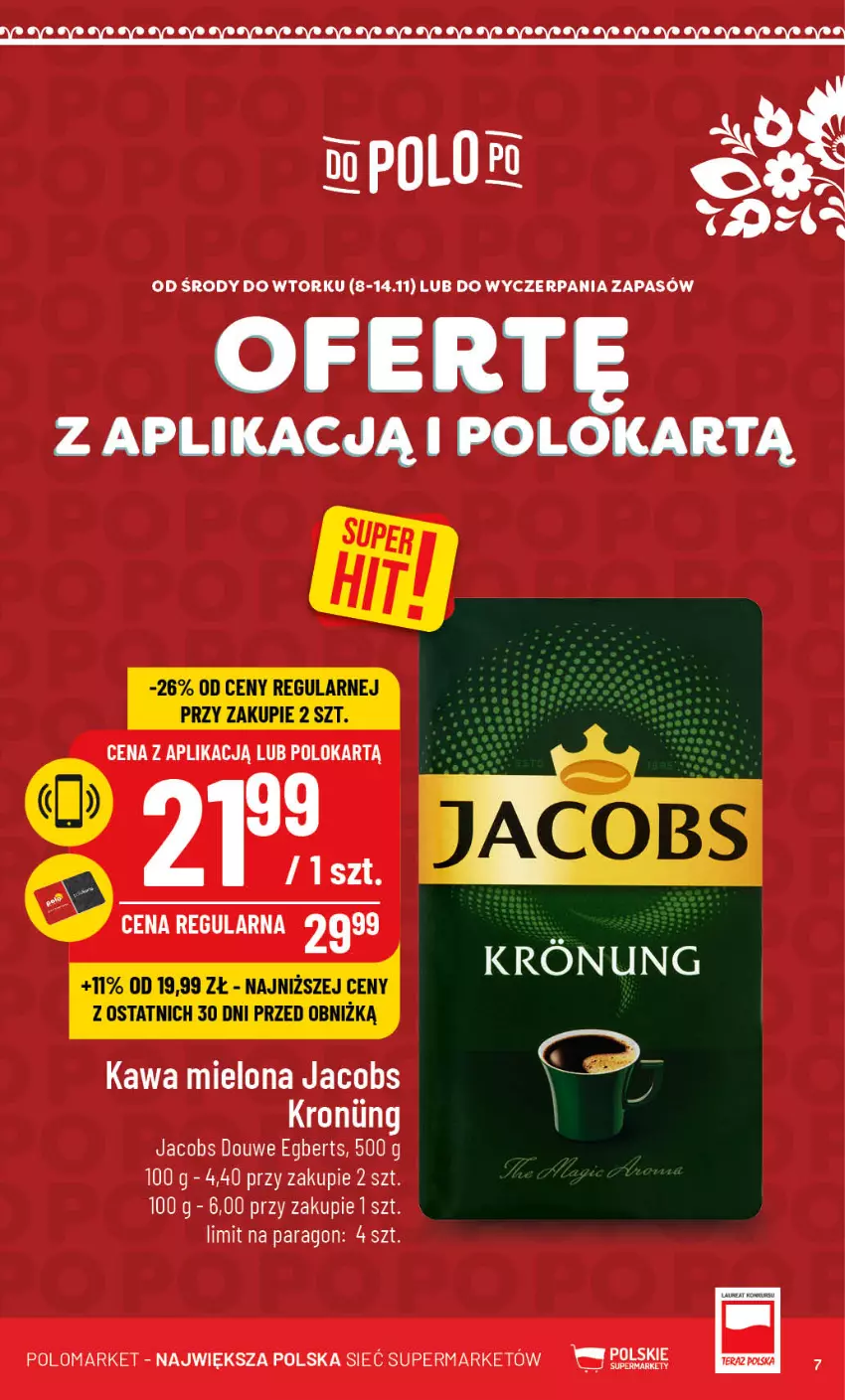 Gazetka promocyjna PoloMarket - Gazetka pomocyjna - ważna 08.11 do 14.11.2023 - strona 7 - produkty: Jacobs, Kawa, Kawa mielona