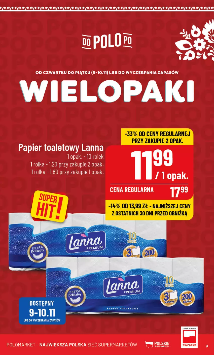 Gazetka promocyjna PoloMarket - Gazetka pomocyjna - ważna 08.11 do 14.11.2023 - strona 9 - produkty: Papier, Papier toaletowy