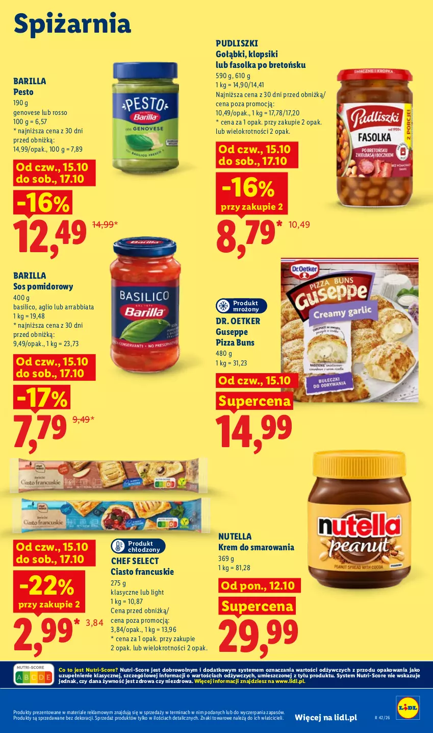 Gazetka promocyjna Lidl - Gazetka - ważna 19.10 do 21.10.2026 - strona 103 - produkty: Barilla, Ciasto francuskie, Dr. Oetker, Fa, Klopsiki, Nutella, Pesto, Pizza, Pudliszki, Sos, Sos pomidorowy
