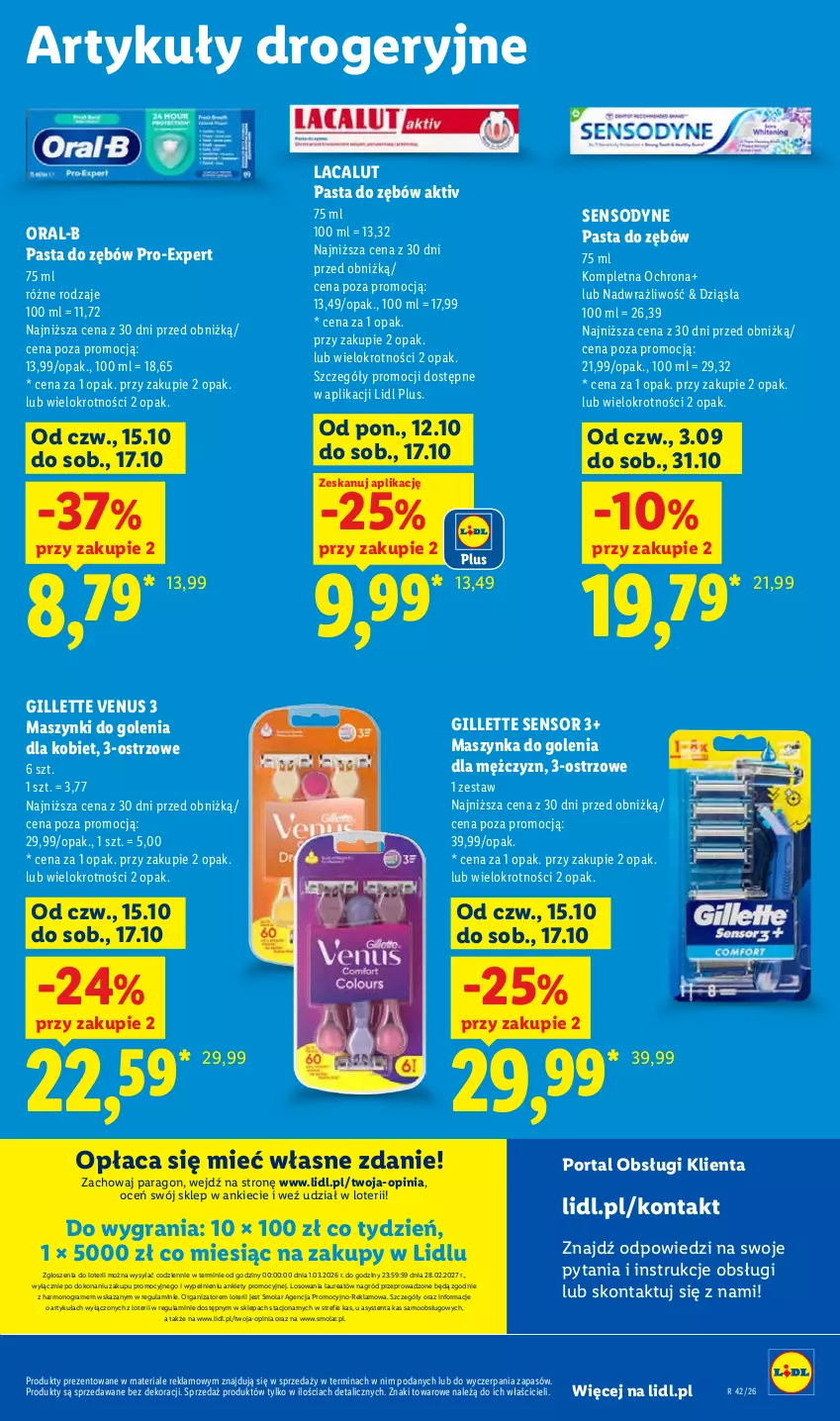 Gazetka promocyjna Lidl - Gazetka - ważna 19.10 do 21.10.2026 - strona 107 - produkty: Gillette, Gillette Venus, Gra, Lacalut, Laur, Maszynka, Maszynka do golenia, Mola, Pasta do zębów, Por, Portal, Sensodyne, Szynka, Venus