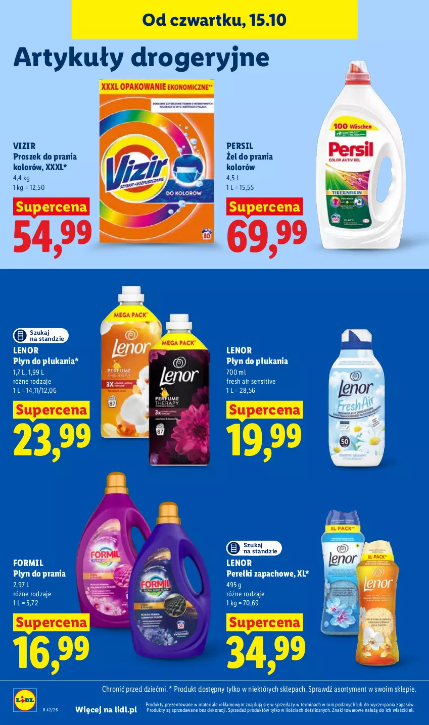 Gazetka promocyjna Lidl - Gazetka - ważna 19.10 do 21.10.2026 - strona 110 - produkty: Lenor, Perełki zapachowe, Persil, Płyn do płukania, Płyn do prania, Proszek do prania, Vizir