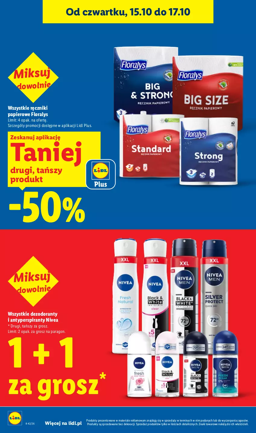 Gazetka promocyjna Lidl - Gazetka - ważna 19.10 do 21.10.2026 - strona 34 - produkty: Antyperspirant, Dezodorant, Flora, Nivea, Papier, Ręcznik, Ręczniki papierowe